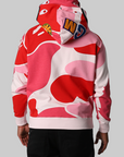 Mega ABC Camo Double Shark Relaxed Fit Hoodie - Pink