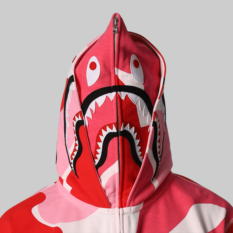 Mega ABC Camo Double Shark Relaxed Fit Hoodie - Pink