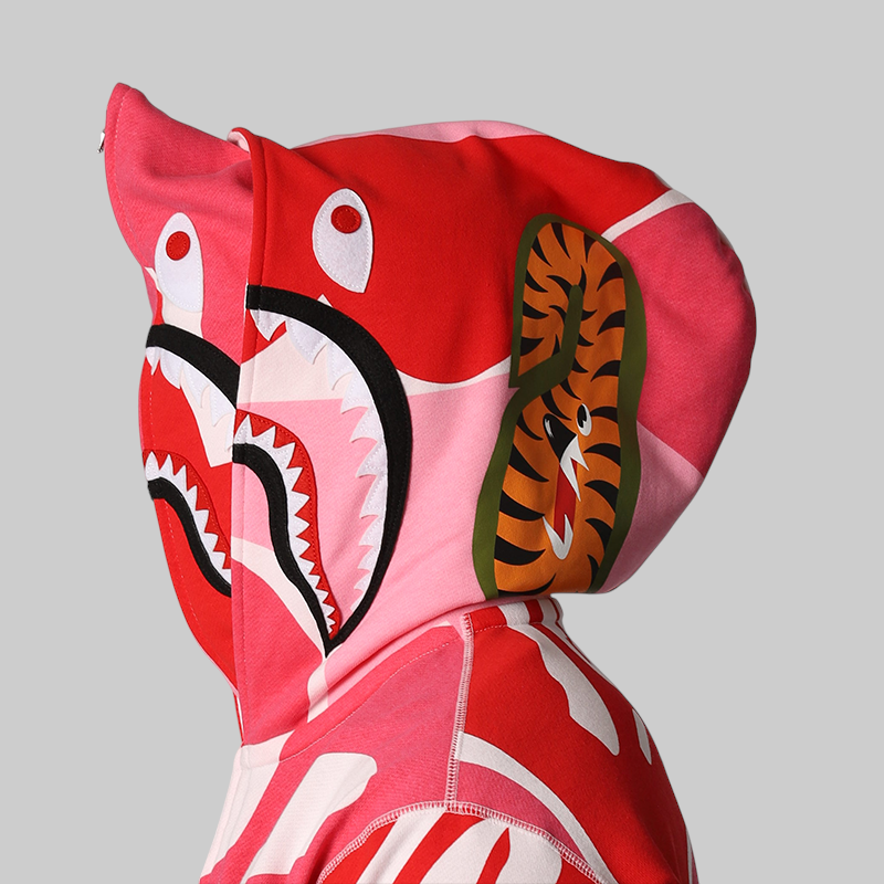 Mega ABC Camo Double Shark Relaxed Fit Hoodie - Pink