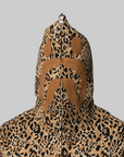 Wild Leopard Pattern Shark Relaxed Fit Full Zip Hoodie - Beige