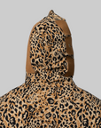 Wild Leopard Pattern Shark Relaxed Fit Full Zip Hoodie - Beige
