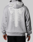 Skeleton Shark Heavy Washed Full Hoodie - Grey