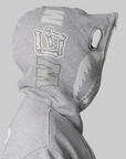 Skeleton Shark Heavy Washed Full Hoodie - Grey
