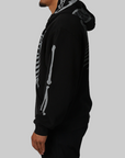 Skeleton Shark Heavy Washed Full Zip Hoodie - Black