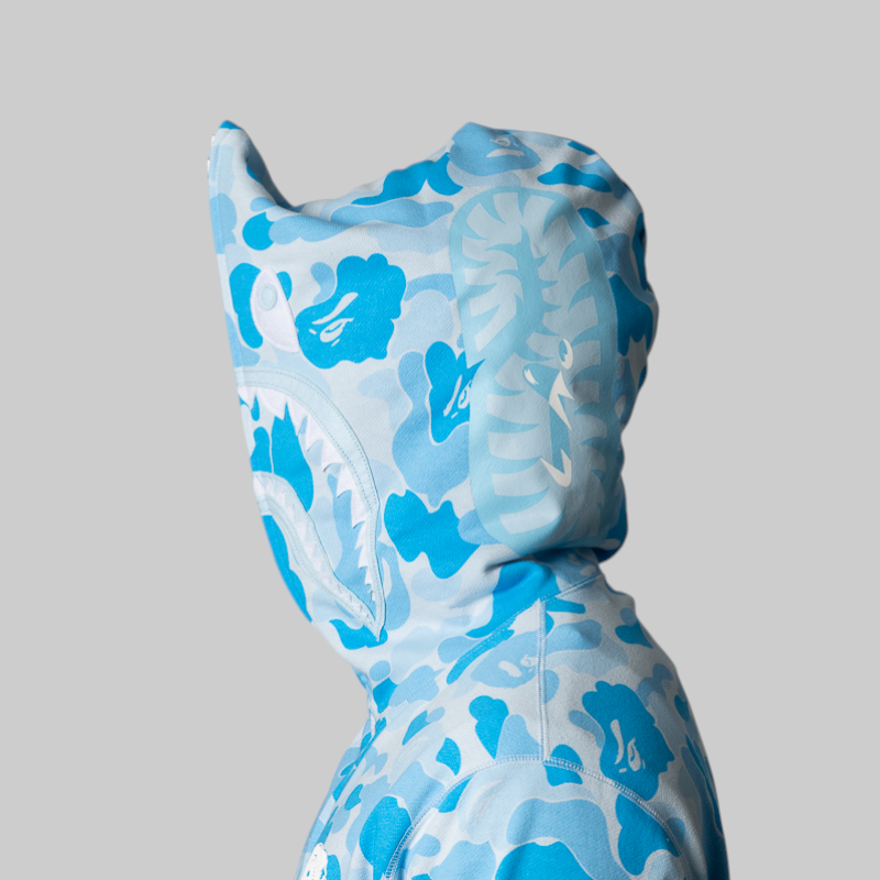 Icy Bape ABC Camo Shark Full Zip Hoodie - Sax