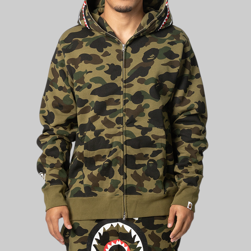 1st Camo Shark Full Zip Hoodie - Green