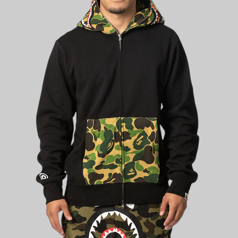 ABC Camo Shark Relaxed Fit Full Zip Hoodie - Black