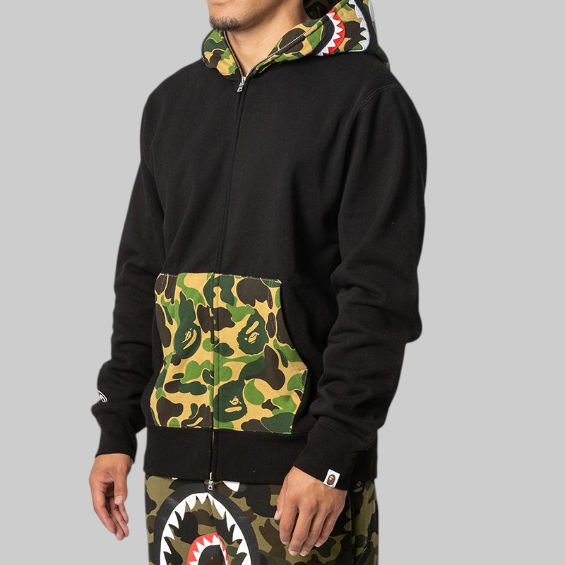ABC Camo Shark Relaxed Fit Full Zip Hoodie - Black