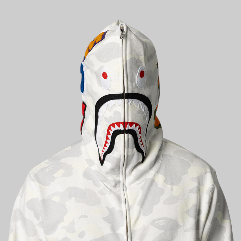 City Camo Shark Regular Fit Full Zip Hoodie - White