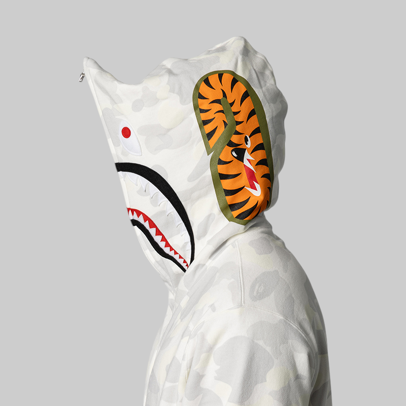 City Camo Shark Regular Fit Full Zip Hoodie - White