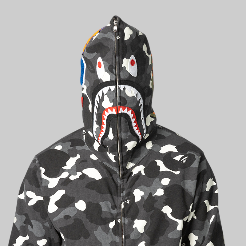 City Camo Shark Regular Fit Full Zip Hoodie - Black