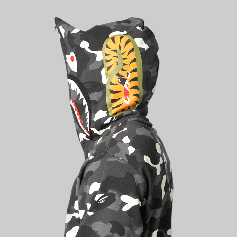 City Camo Shark Regular Fit Full Zip Hoodie - Black
