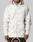 City Camo Shark Regular Fit Full Zip Hoodie - White