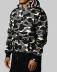 Screen Camo Shark Relaxed Fit Full Zip Hoodie - Black