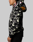 Screen Camo Shark Relaxed Fit Full Zip Hoodie - Black