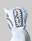 Hand Draw Football Shark Relaxed Fit Full Zip Hoodie - White