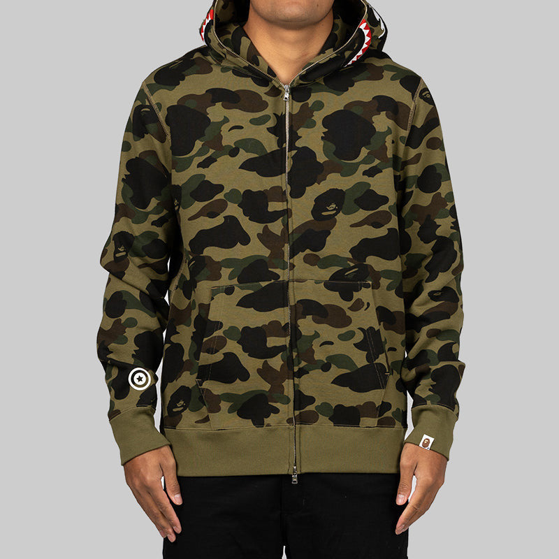 1st Camo 2nd Shark Full Zip Hoodie - Green