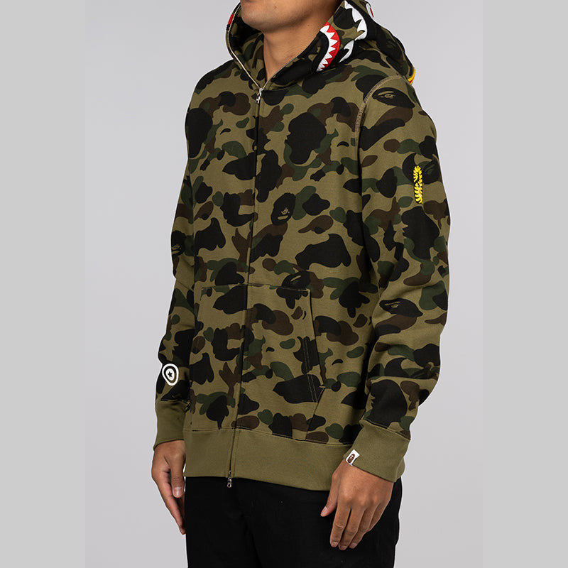 1st Camo 2nd Shark Full Zip Hoodie - Green