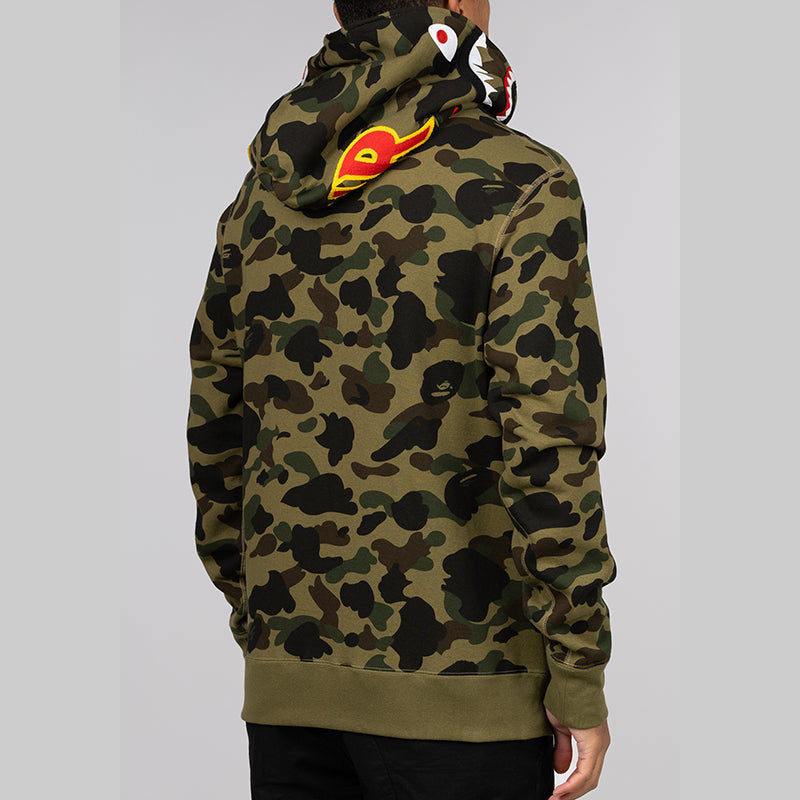 1st Camo 2nd Shark Full Zip Hoodie - Green