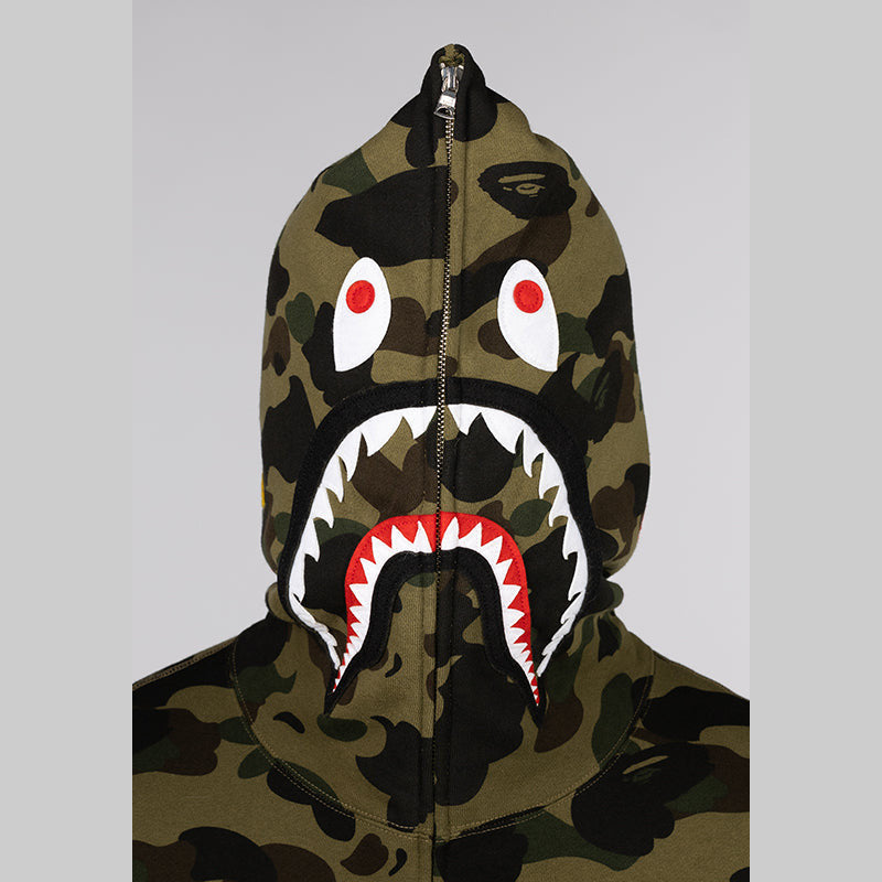 1st Camo 2nd Shark Full Zip Hoodie - Green