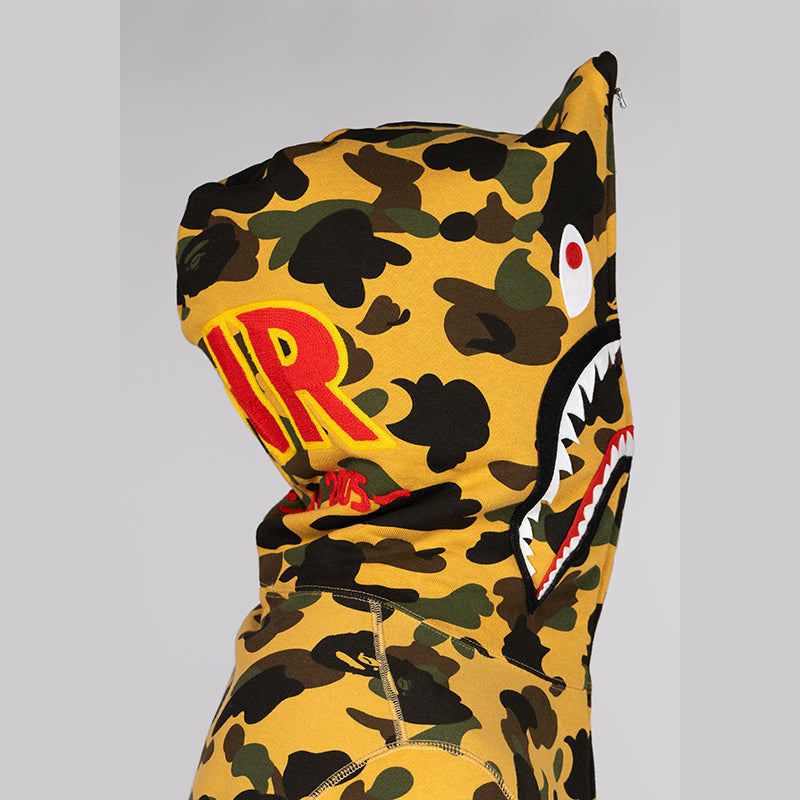 1st Camo 2nd Shark Full Zip Hoodie - Yellow