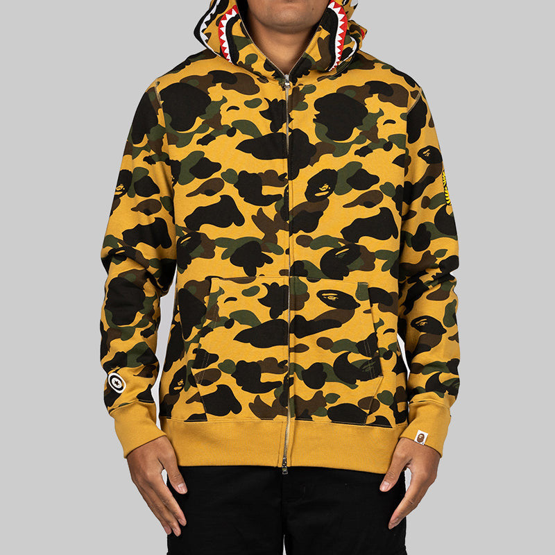 1st Camo 2nd Shark Full Zip Hoodie - Yellow