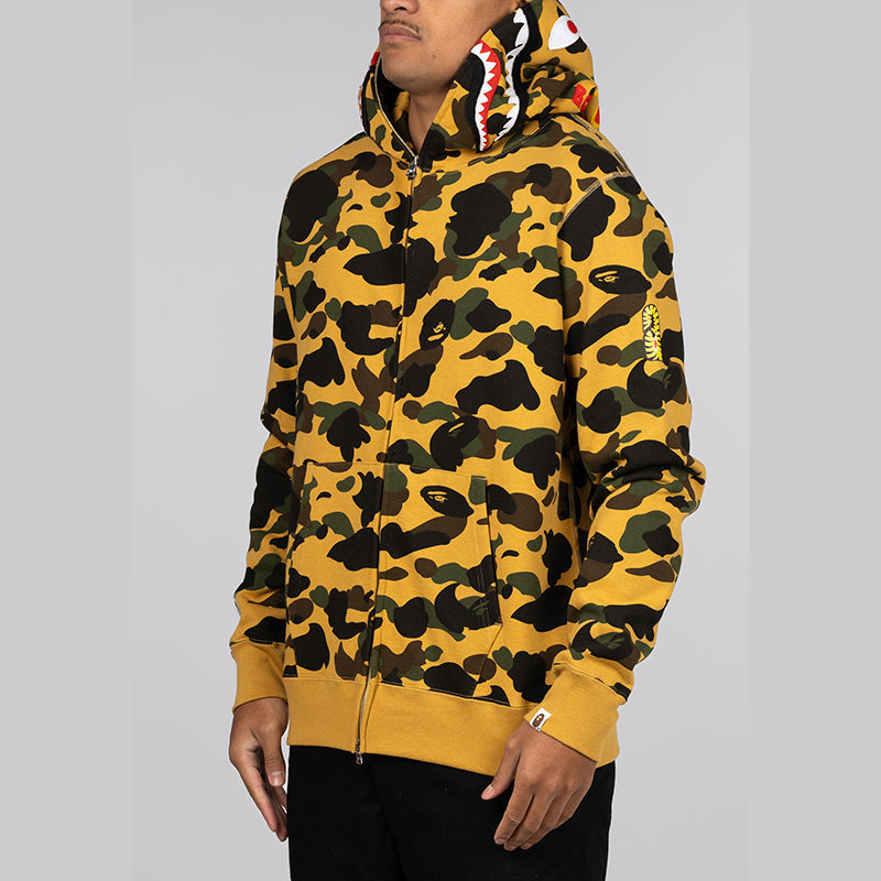 1st Camo 2nd Shark Full Zip Hoodie - Yellow