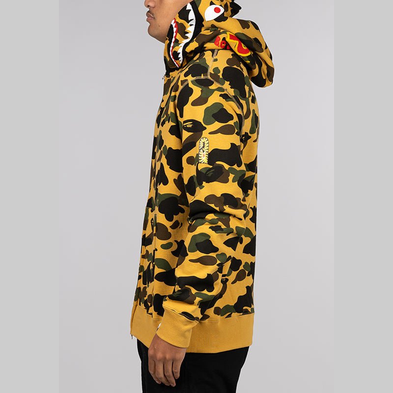 1st Camo 2nd Shark Full Zip Hoodie - Yellow