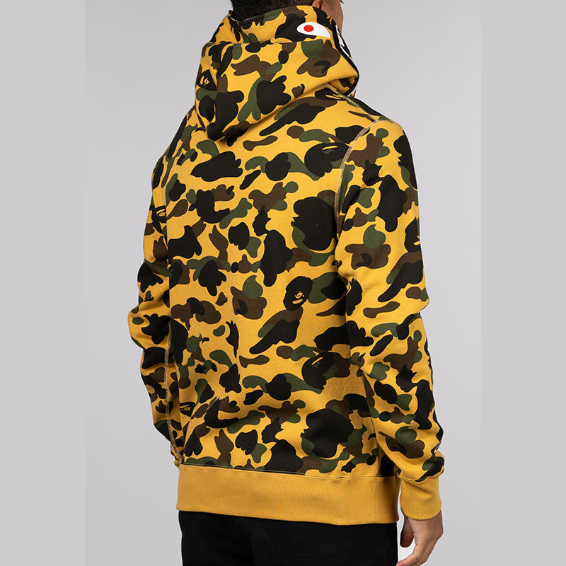 1st Camo 2nd Shark Full Zip Hoodie - Yellow