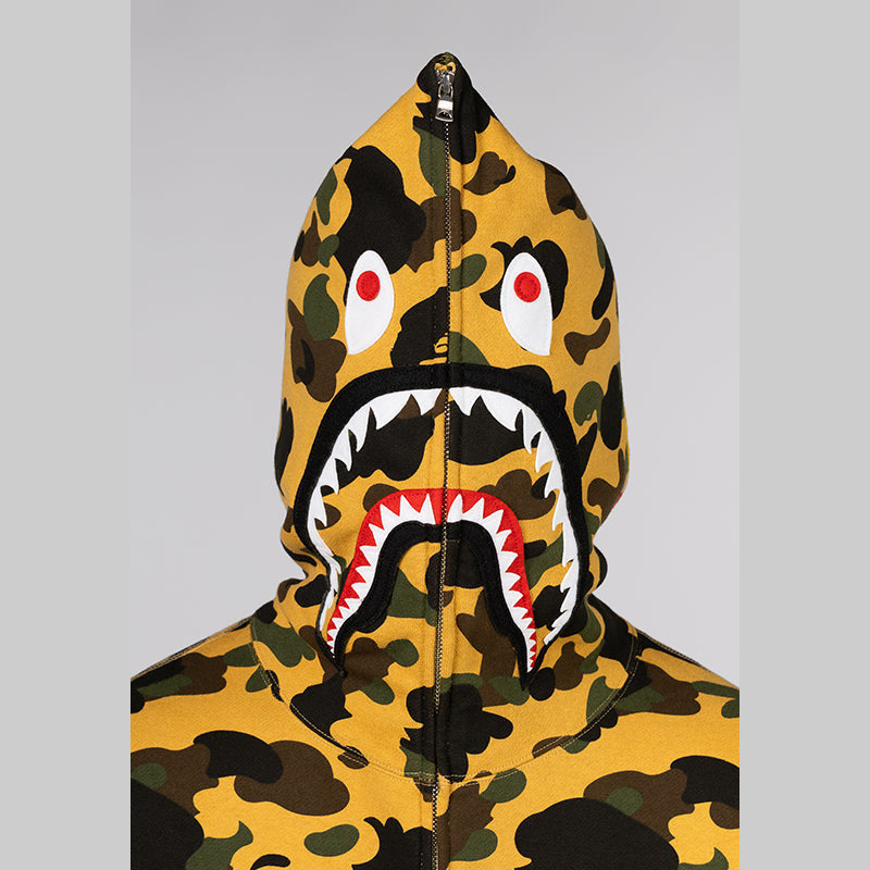 1st Camo 2nd Shark Full Zip Hoodie - Yellow