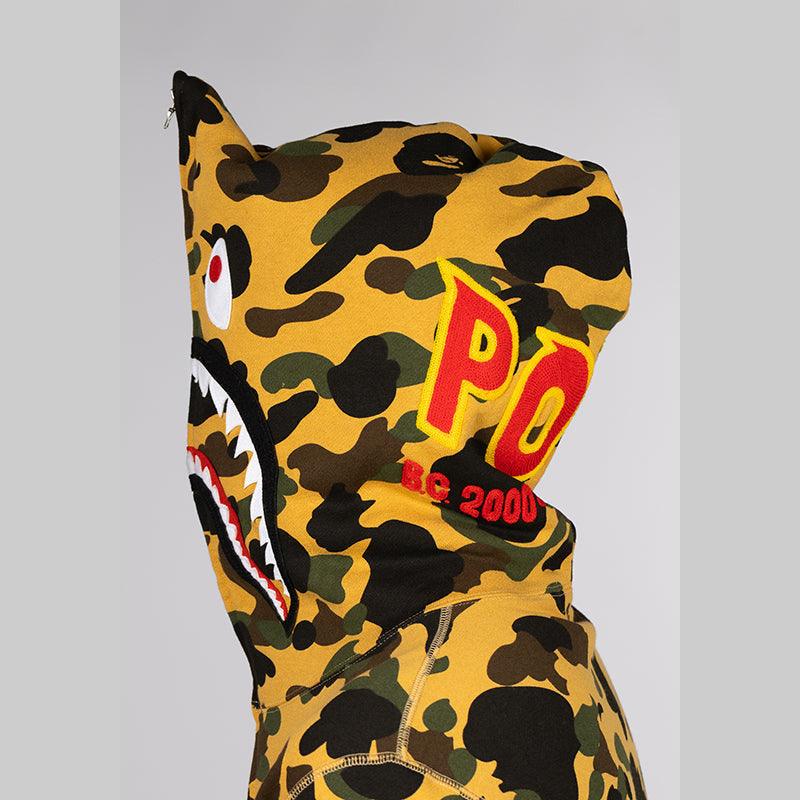 1st Camo 2nd Shark Full Zip Hoodie - Yellow