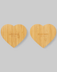 Heart Bamboo Coaster Set 2 Pack - Beige