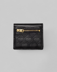 Leather Compact Wallet - Black