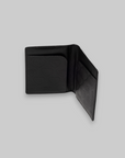 Leather Compact Wallet - Black