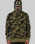 1st Camo Shark Full Zip Hoodie - Green - LOADED