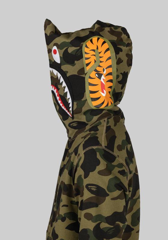 1st Camo Shark Full Zip Hoodie - Green - LOADED