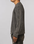 Washed Crewneck Cable Sweater - Black