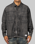 Washed Denim Shirt Long Sleeve - Black