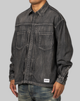 Washed Denim Shirt Long Sleeve - Black