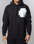 Abstract Applique Mind Games Hoodie - Black