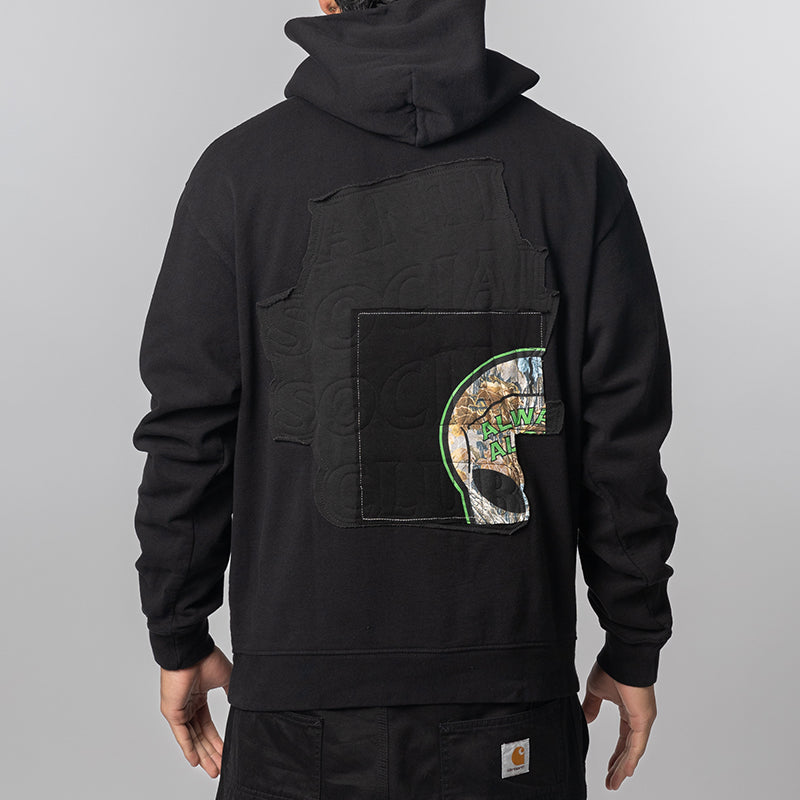 Abstract Applique Mind Games Hoodie - Black