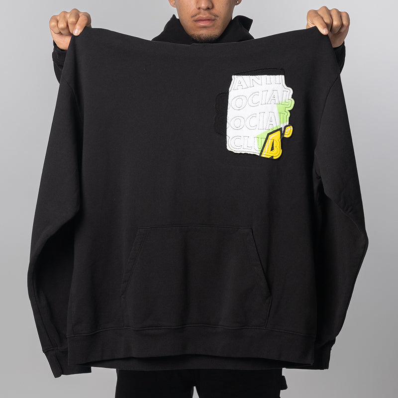 Abstract Applique Mind Games Hoodie - Black