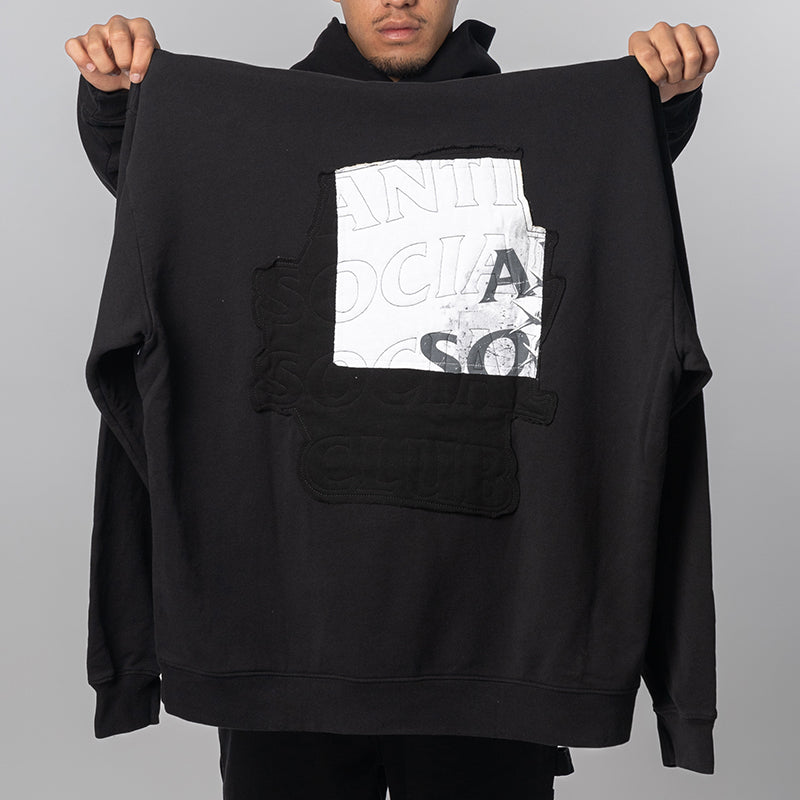 Abstract Applique Mind Games Hoodie - Black