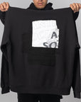 Abstract Applique Mind Games Hoodie - Black