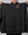 Abstract Applique Mind Games Hoodie - Black
