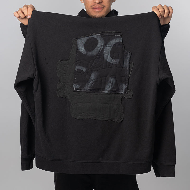 Abstract Applique Mind Games Hoodie - Black