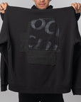Abstract Applique Mind Games Hoodie - Black