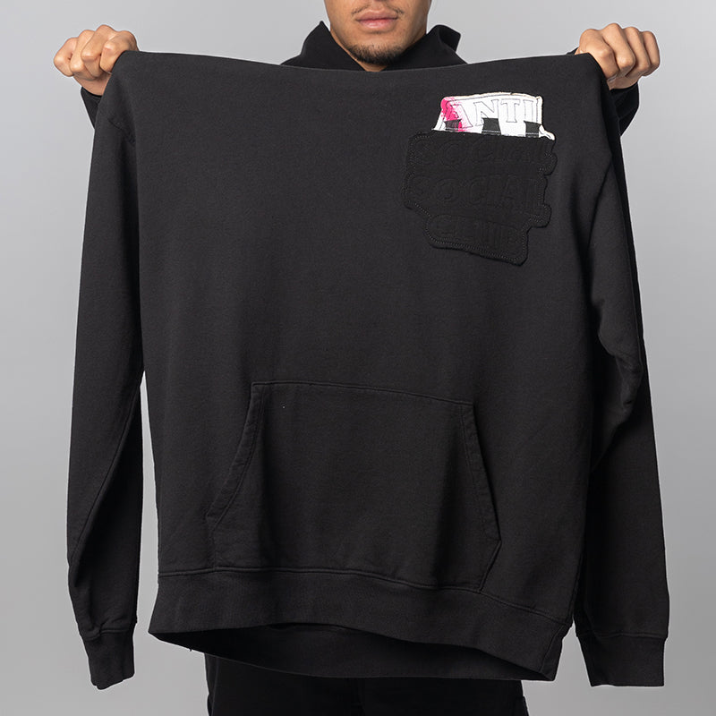 Abstract Applique Mind Games Hoodie - Black
