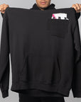 Abstract Applique Mind Games Hoodie - Black