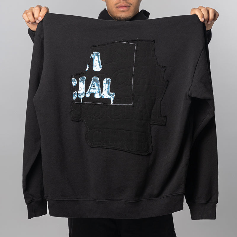 Abstract Applique Mind Games Hoodie - Black
